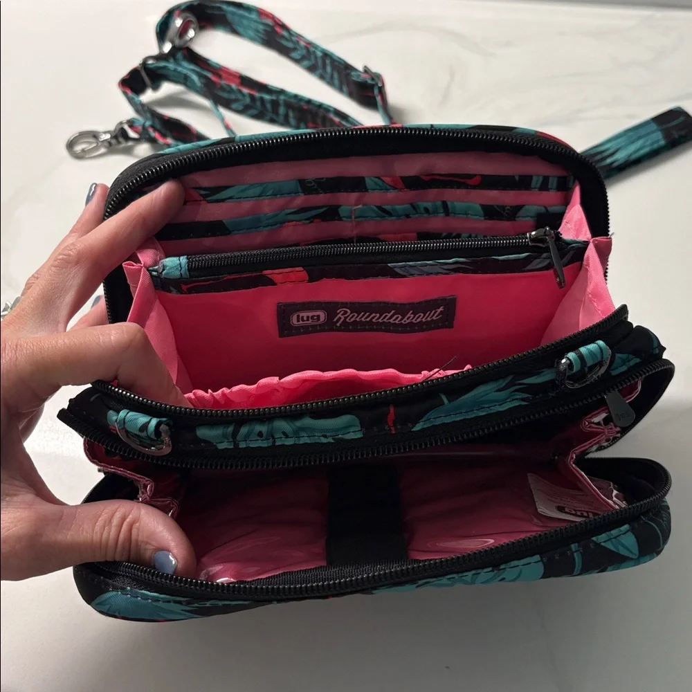 Lug Roundabout flamingo print crossbody
